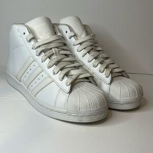 - Adidas White Pro Model High Top Sneakers